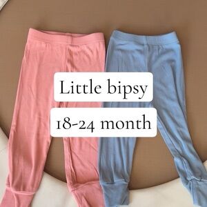 Little Bipsy Ribbed Kids Leggings - Pink and Light Blue